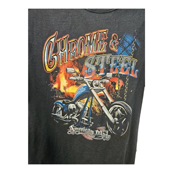 Gildan Black Motorcycle Tee Size XL Chrome & Steele - Picture 3 of 8